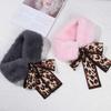 Cold Weather Warmer Neck Warmer Warmer Shawl Leopard Ribbons Plush Faux Fur Collar Scarf