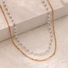 Mehrlagige Imitationsperlenkette für Damen Doppellagige Edelstahl Goldfarbene Schlüsselbeinkette Modeschmuck Geschenk