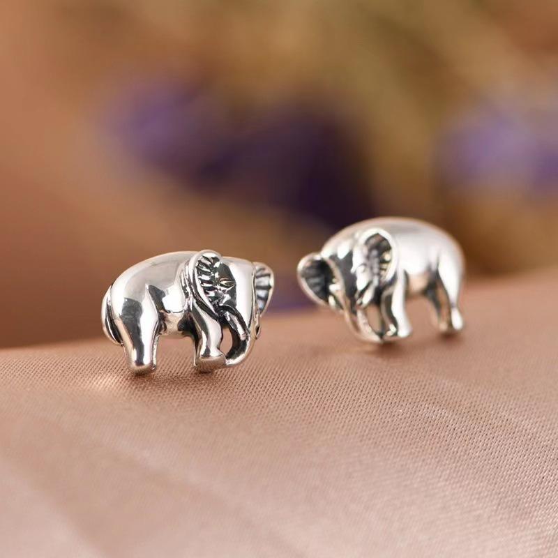 New Retro Small Elephant 925 Sterling Silver Jewelry Fashion Personalized Animal Earrings TYB622
