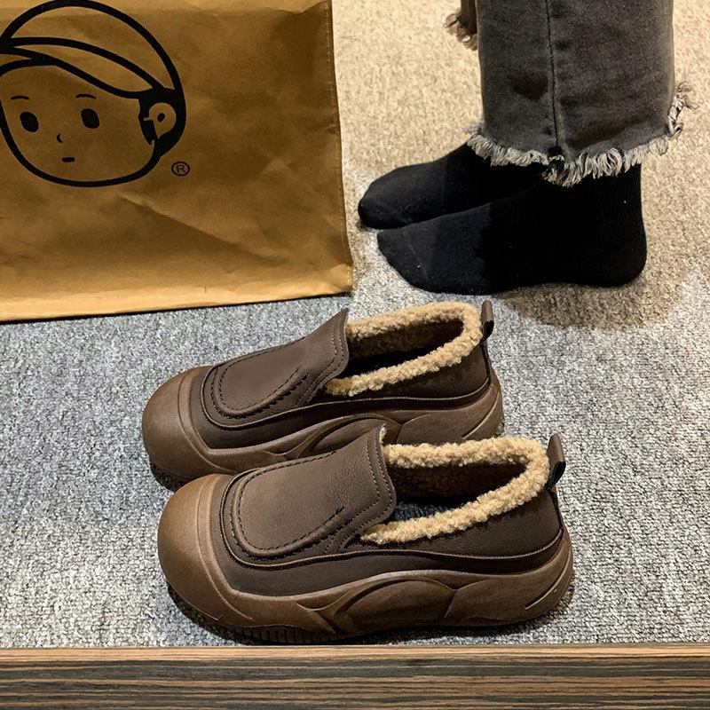 Thick-soled Fluffy Shoes for Women's Winter New Velvet Warm Cotton Shoes for Mother's Leisure