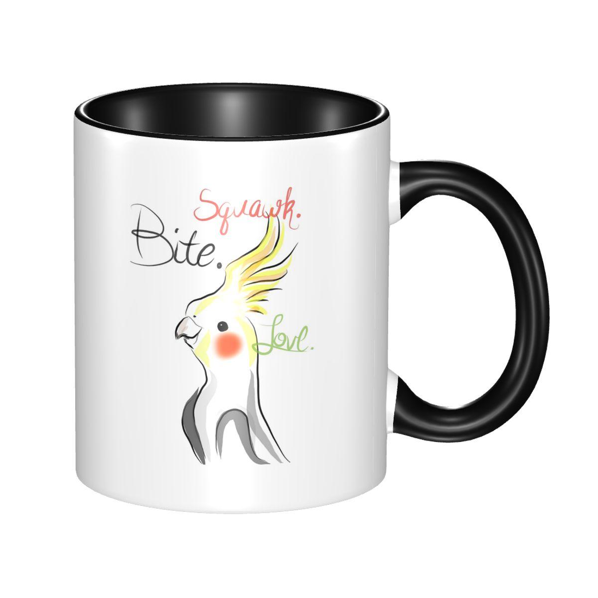 Cockatoo Cockatiel Parrot Mug Funny Ceramic Coffee Cups Tea Mugs Milk Cup Drinkware Gift for Woman Man One Size