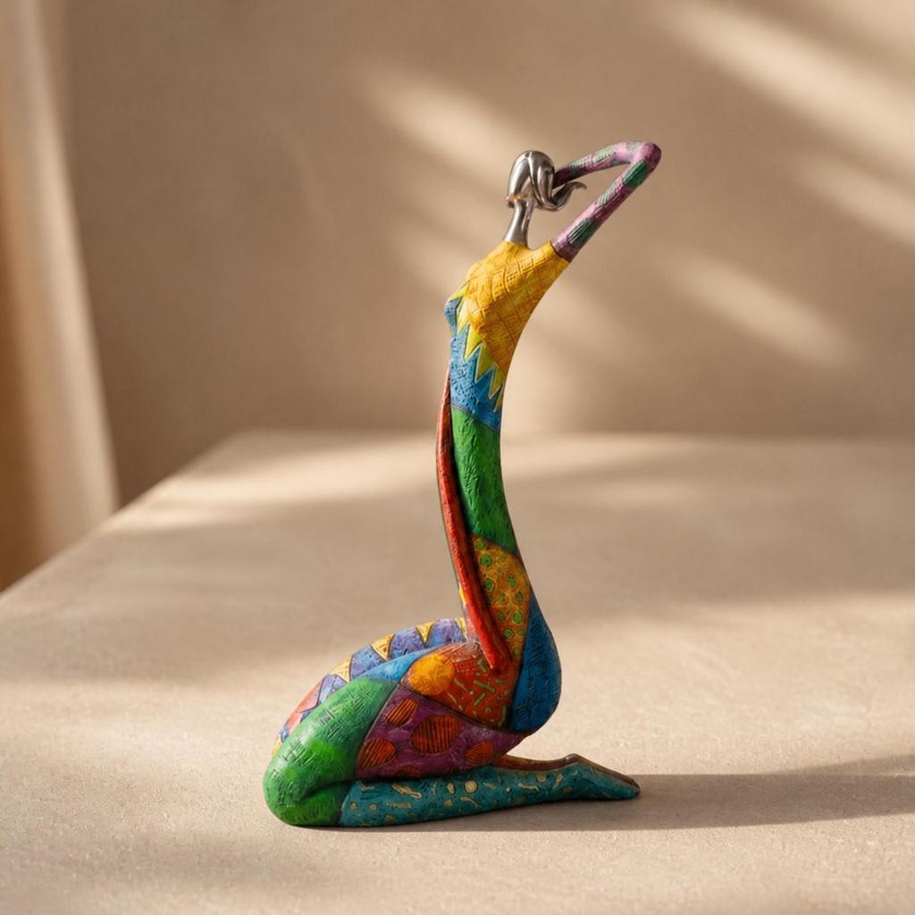 Meditation Figurine Artistic Female Multicolored for Shelf
