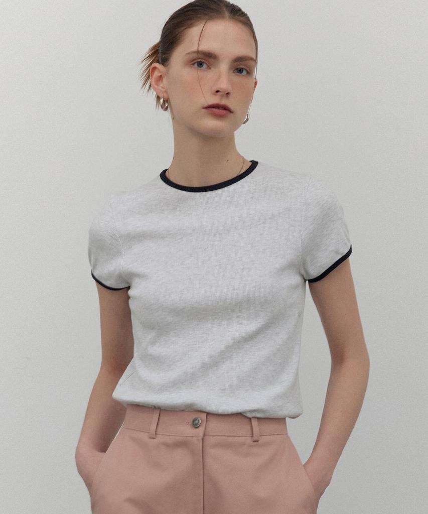 CITTA Everyday Comfort Ringer T-Shirt_Ctt355 (White Melange)