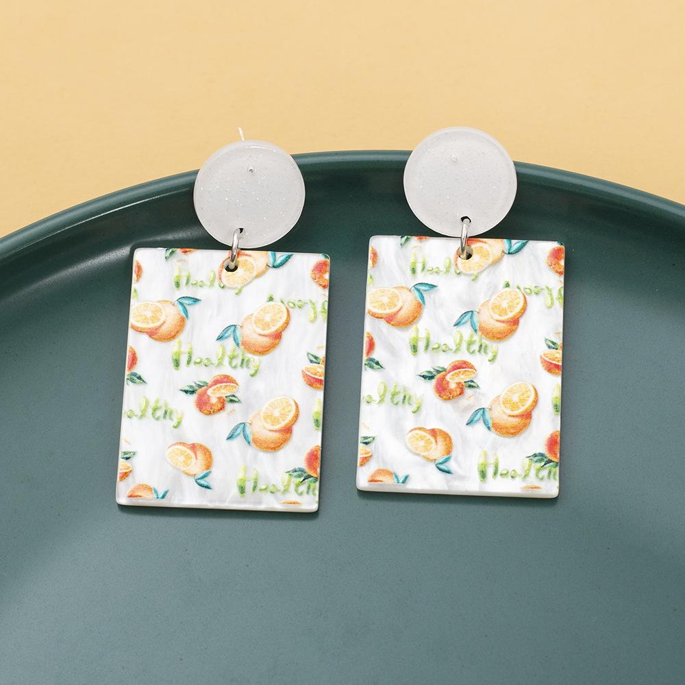 

Женские акриловые серьги с 3D-печатью в виде оранжевых фруктов разноцветный