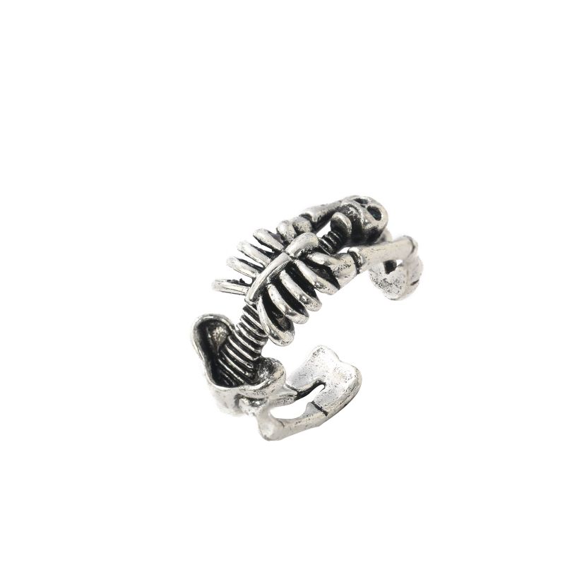 Retro Punk Skull Design Ring For Men Adjustable Personality Gothic Style Fashion Metal Bone Shape Ring Jewelry Accessories Gifts