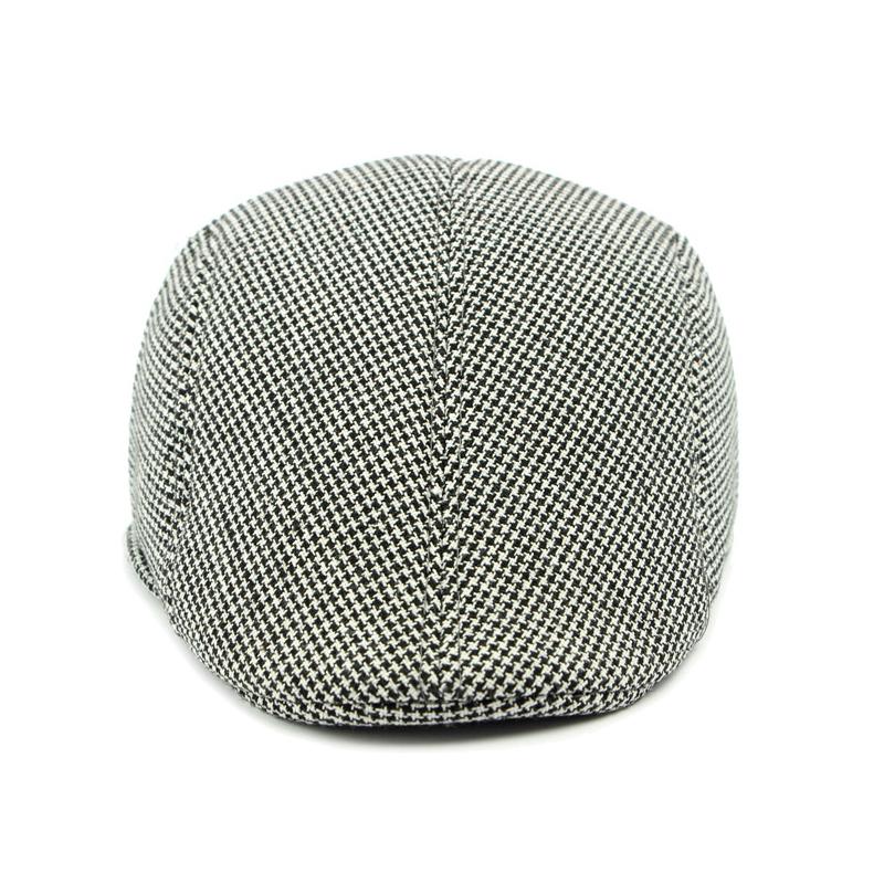 Jesień Zima Męski Kapelusz Średniego Wieku i Starszy Retro Kapelusz z Daszkiem Brytyjski Beret Mała Pepitka Bawełniany Kapelusz