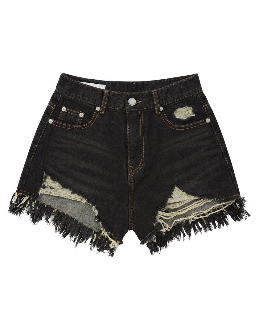 Awodeijeu Cut-Off Vintage Denim Shorts [Vintage Black]