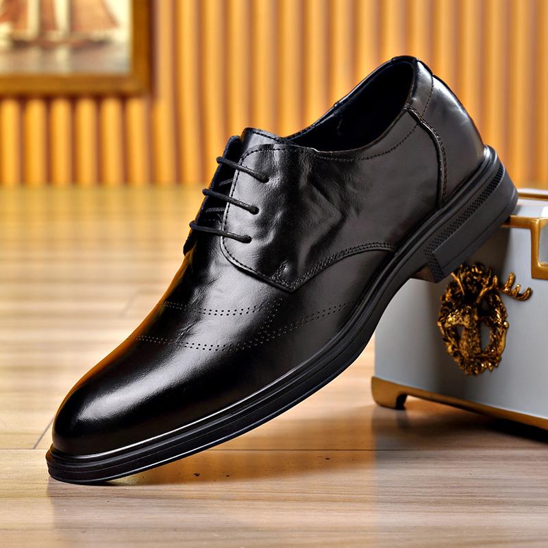 Lace-up Groom Suit Wedding Men's Shoes Fashion Business Dress Shoe Man 2025 Spring Autumn New Leisure Cow Leather Shoe Male