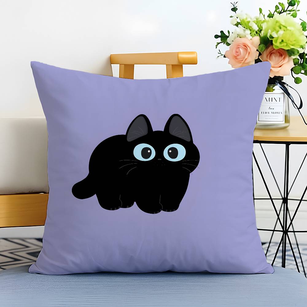Cartoon Cute Black Cat Home Pillow Case Printed Brushed Fleece Pillow Baby Skin-Touch Eco-Friendly Dye-Sublimat