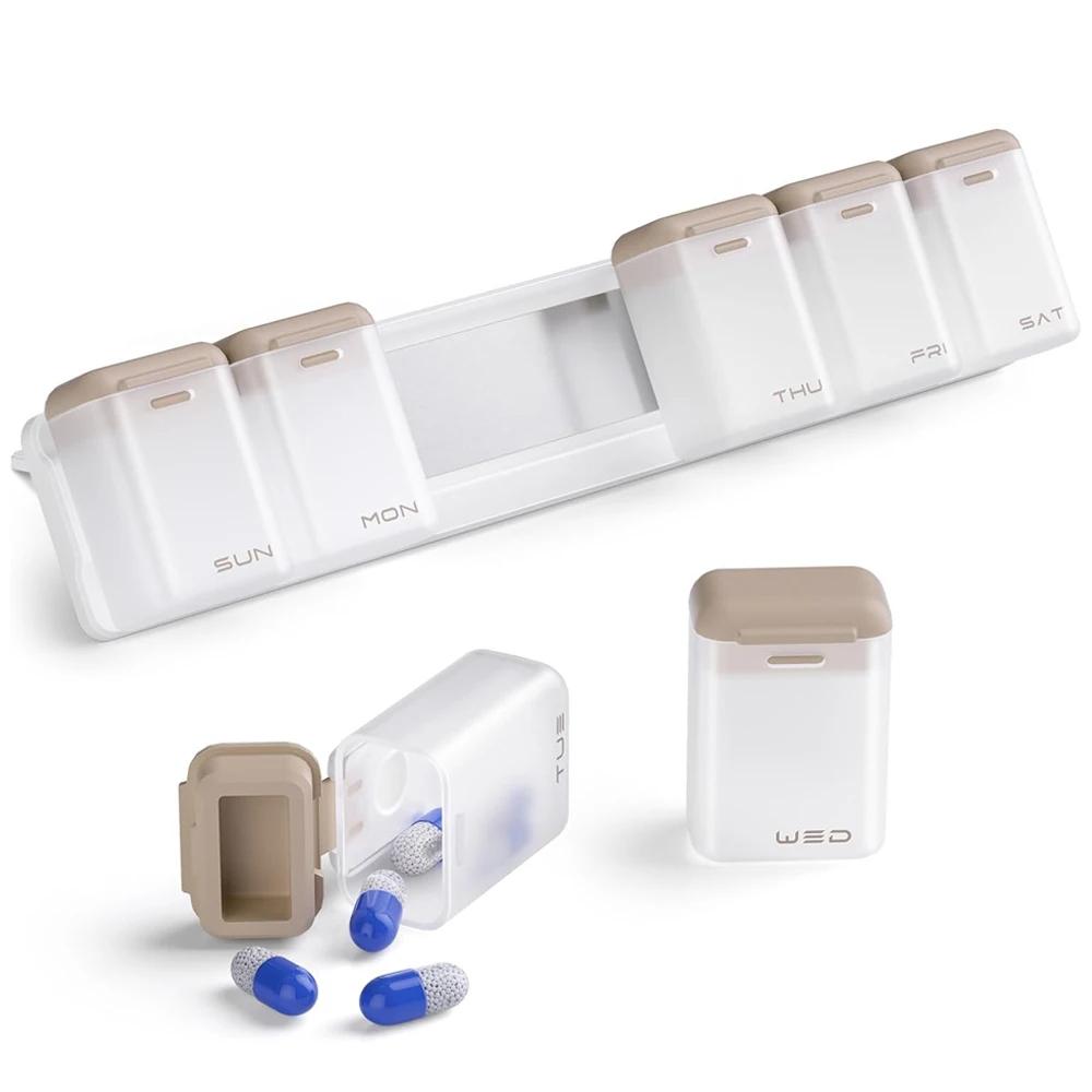 Weekly Pill Organizer Magnetic Removable Pill Box 7 Day 1 Time a Day Large Travel Pill Case Week Once Daily Medication Dispenser