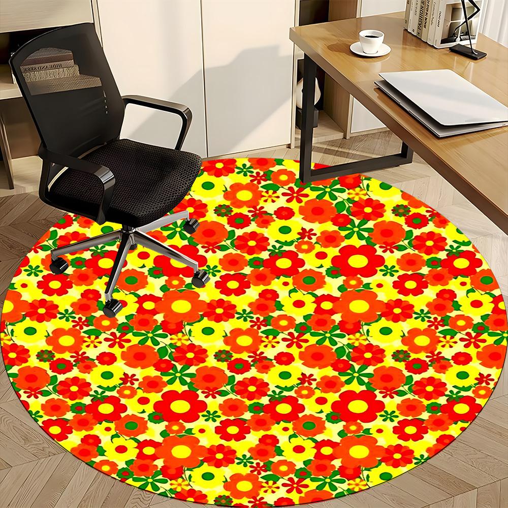 1pc Floral Pattern Chair Carpet for Office Non-Slip, Lightweight, Machine Washable Rug for Office, Room - Holiday Decoryy251016009
