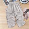 Women's Linen Blend Striped Drawstring Wide Leg Pants