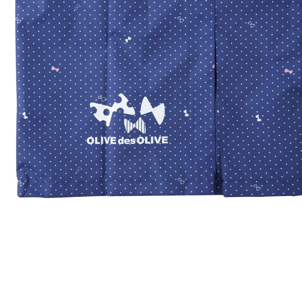Ogawa Size OLIVE des Polka Dot Reflective Adjustable Tucks for Wearing Over a Storage Pouch Product 70857 Kids' Raincoat, Girls, 130cm, OLIVE, Navy,