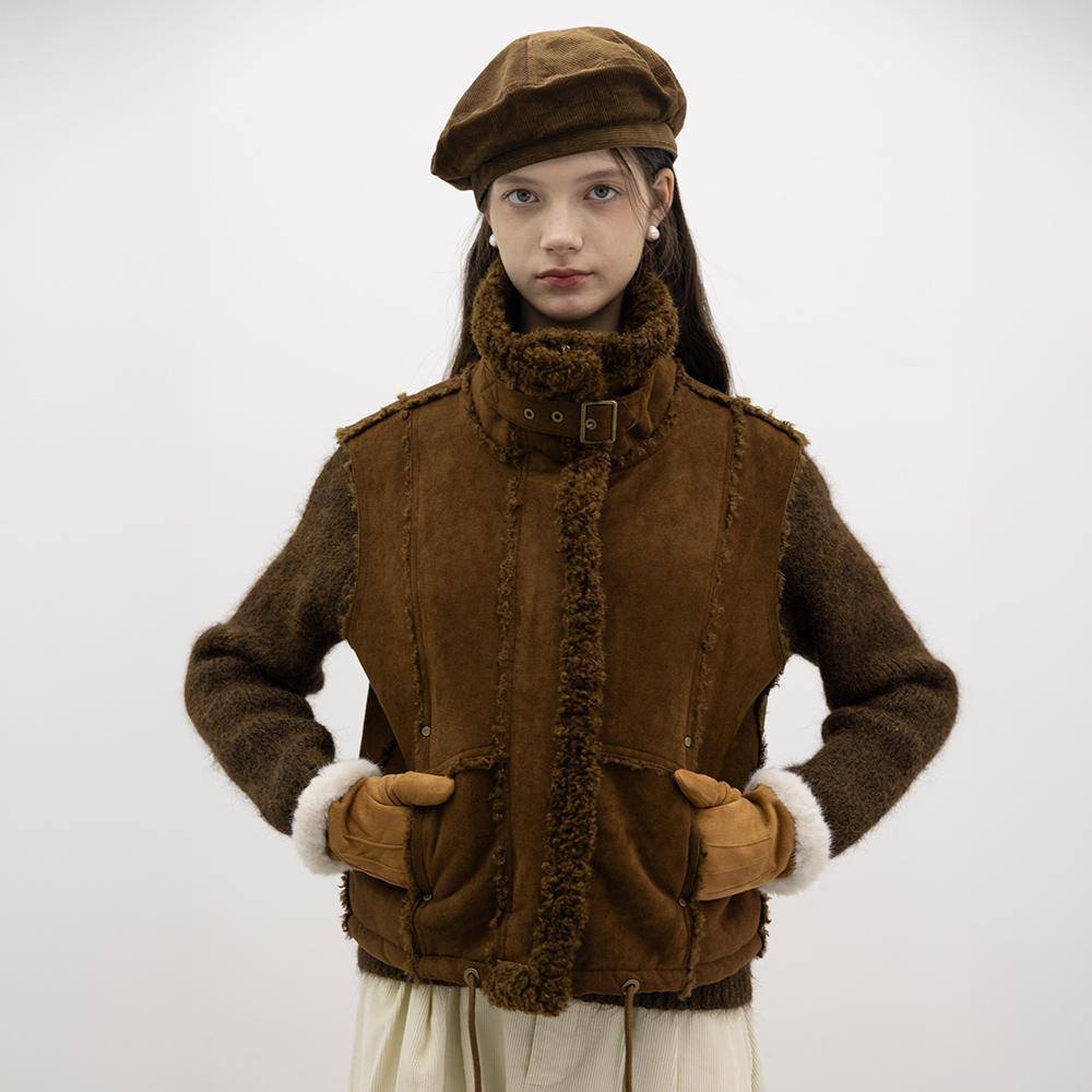 WEDNESDAY DELIGHT Wd_Pile Winter Vest_Brown