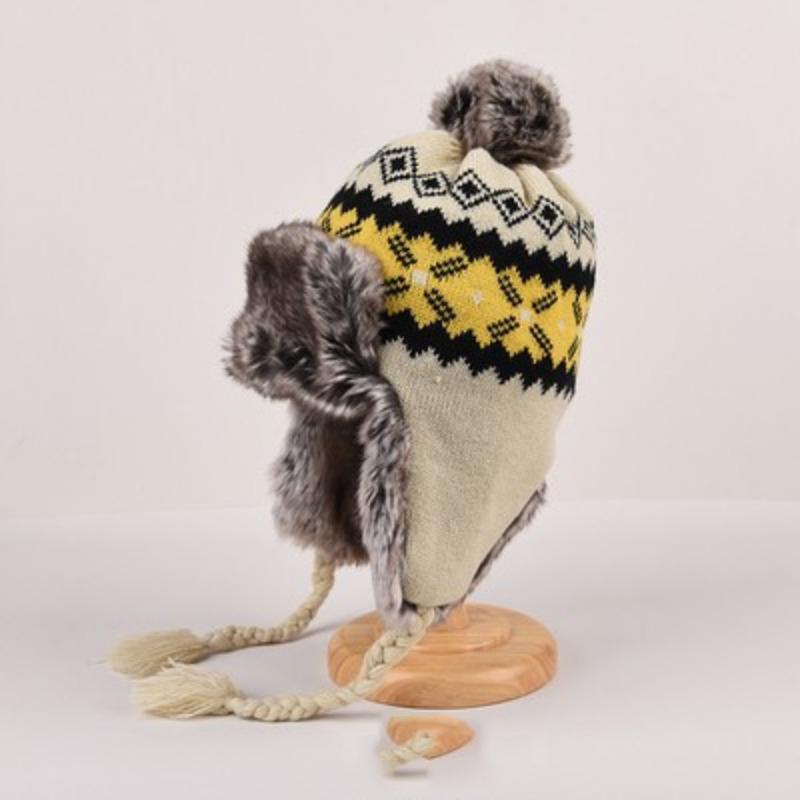 

Вязаная шапка Lei Feng женская зимняя милая теплая защитная шапка для ушей мужская холодная утолщенная плюшевая шерстяная шапка One Size бежевый