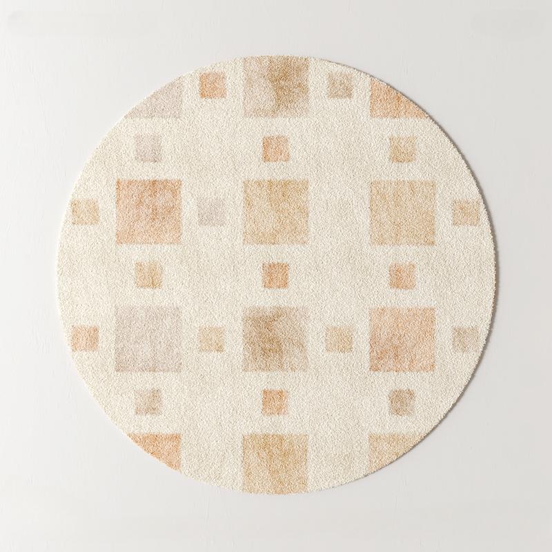 Cream Style Bedroom Decor Round Carpet Light Luxury Carpets for Living Room Thick Plush Bedside Floor Mat Fluffy Soft Lounge Rug
