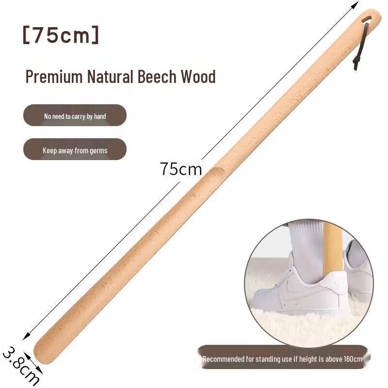 LIEI Long Handle Walnut Wood Shoehorn