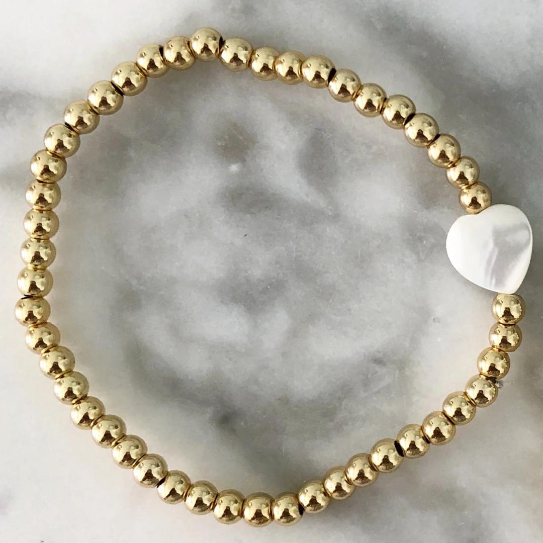 

Vlen Heart Charm Bracelet for Women 18K Gold Plated Beads Adjustable Stretchy Jewelry Gift for Mother s Day Pulseras Mujer