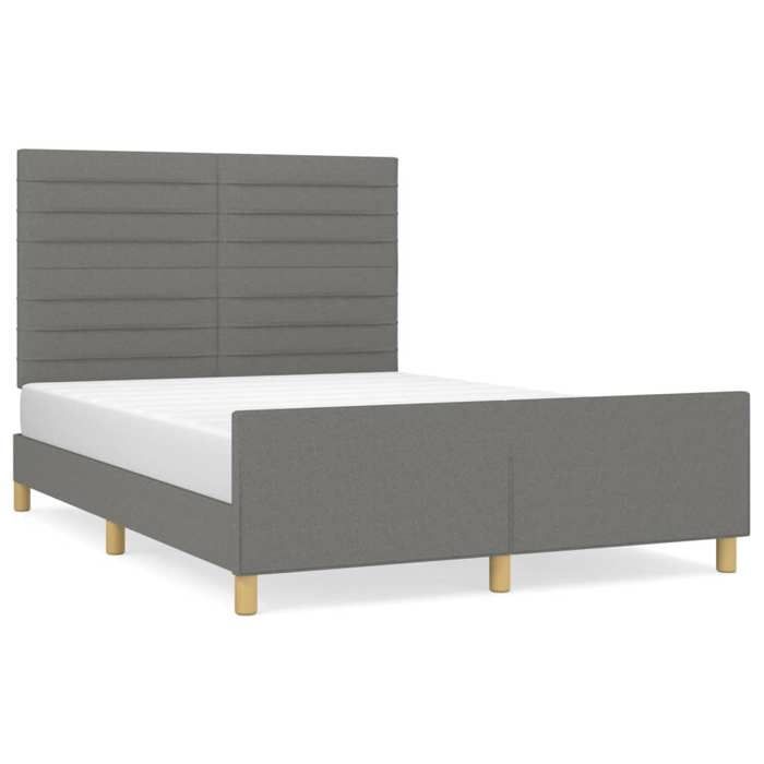VidaXL Bed Frames with Headboard Dark Grey 140x190 Cm Fabric3125131