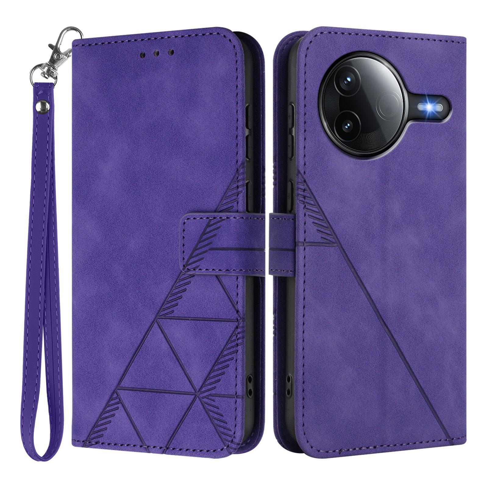 

Для Xiaomi Redmi K80 5G/Xiaomi Poco F7 Pro 5G Кожаный чехол с ремешком на руку, кошельком и подставкой, чехол для телефона Purple