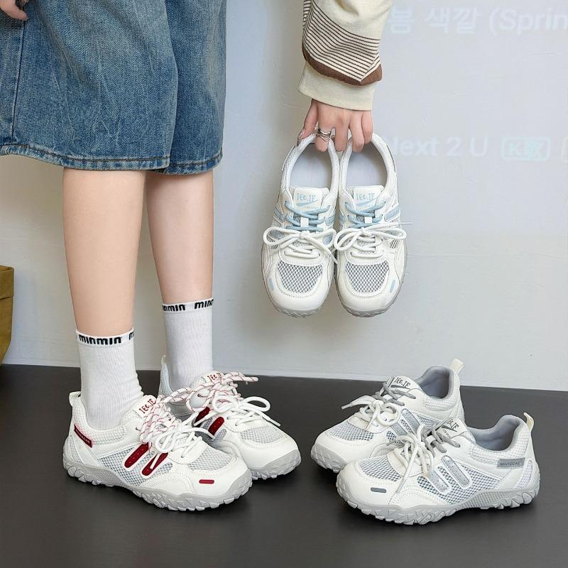 Mesh Breathable Leather German Training Shoes Women's New Versatile Casual Soft Sole Long Standing Not Tired Feet Sports Shoes Thin