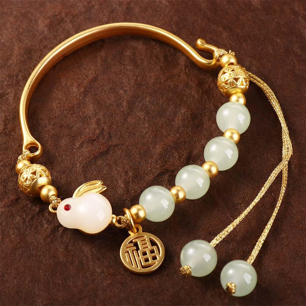 Gifts Rabbit Pendent Niche Design Fashion Jewelry Women Bracelet Chinese Style Bracelet Hand Rope