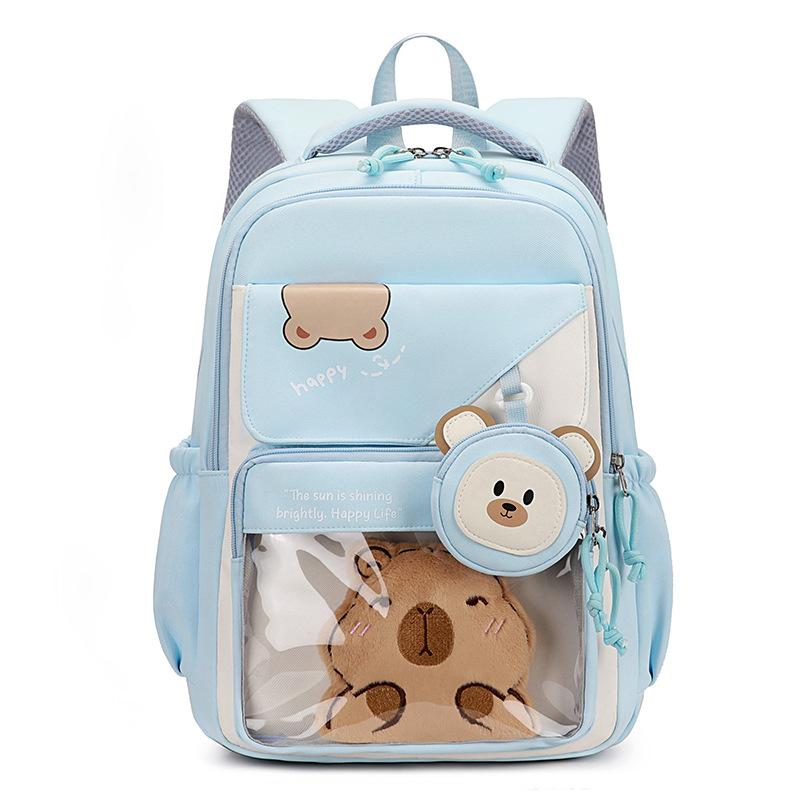 

Школьный рюкзак для учеников 3-5-6 классов, женский рюкзак большой вместимости с мультяшным принтом синий