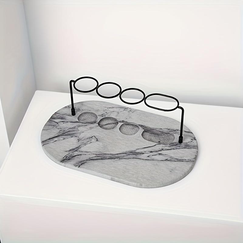 

Современный держатель для зубных щеток с 4 слотами и быстросохнущим поддоном из диатомовой земли - Водонепроницаемый держатель для зубных щеток и стаканов для ванной