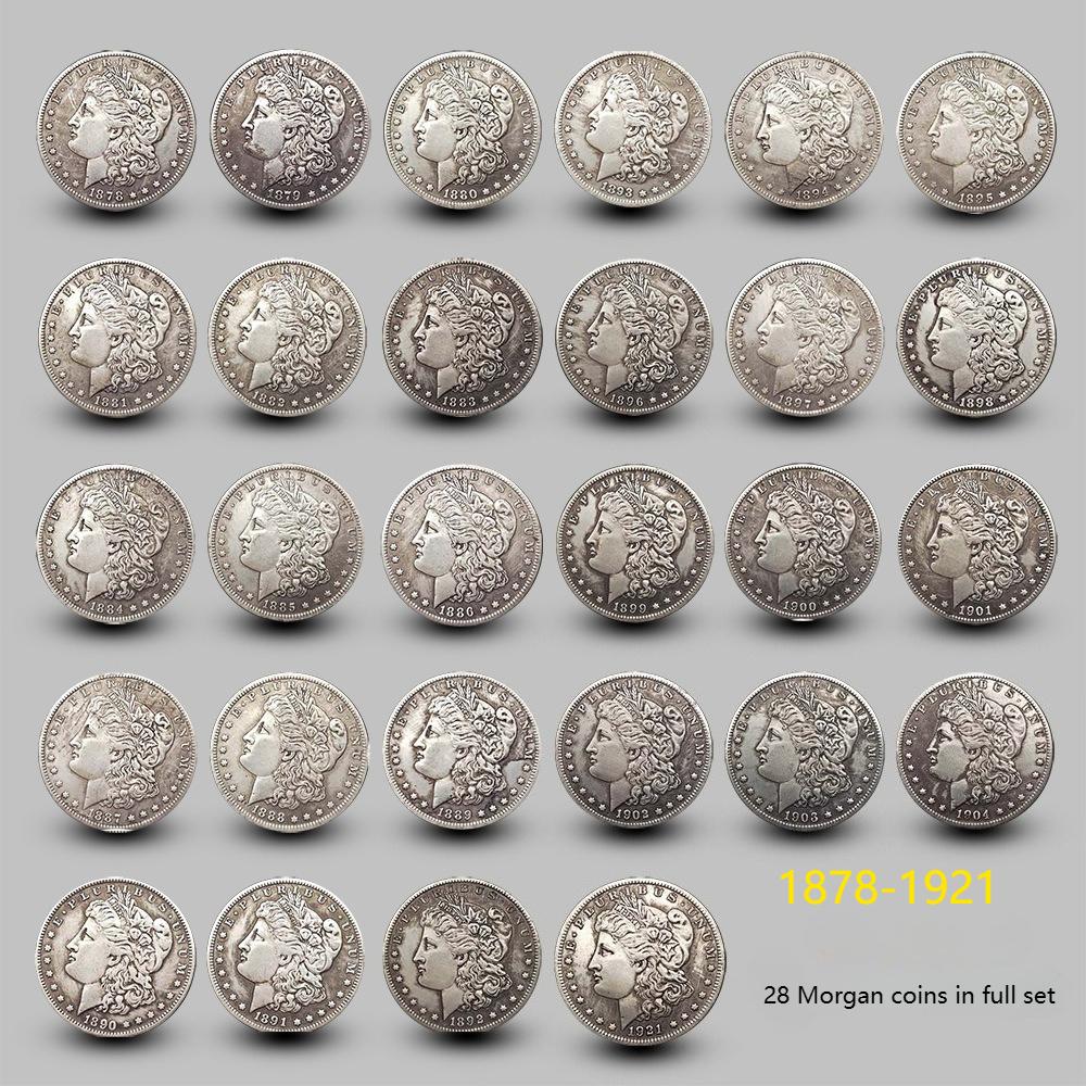 Соединенные Штаты, 28 винтажей, антикварные монеты Моргана, серебряные доллары, монеты, креативные подарки, винтаж, волшебные монеты, рождественский подарок, подарки в чулок