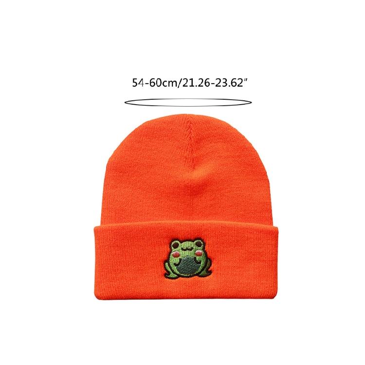 Cute Cartoon Beanie Hat for Adults Knitted Cap Warm Ski Hats with for Frog Patte