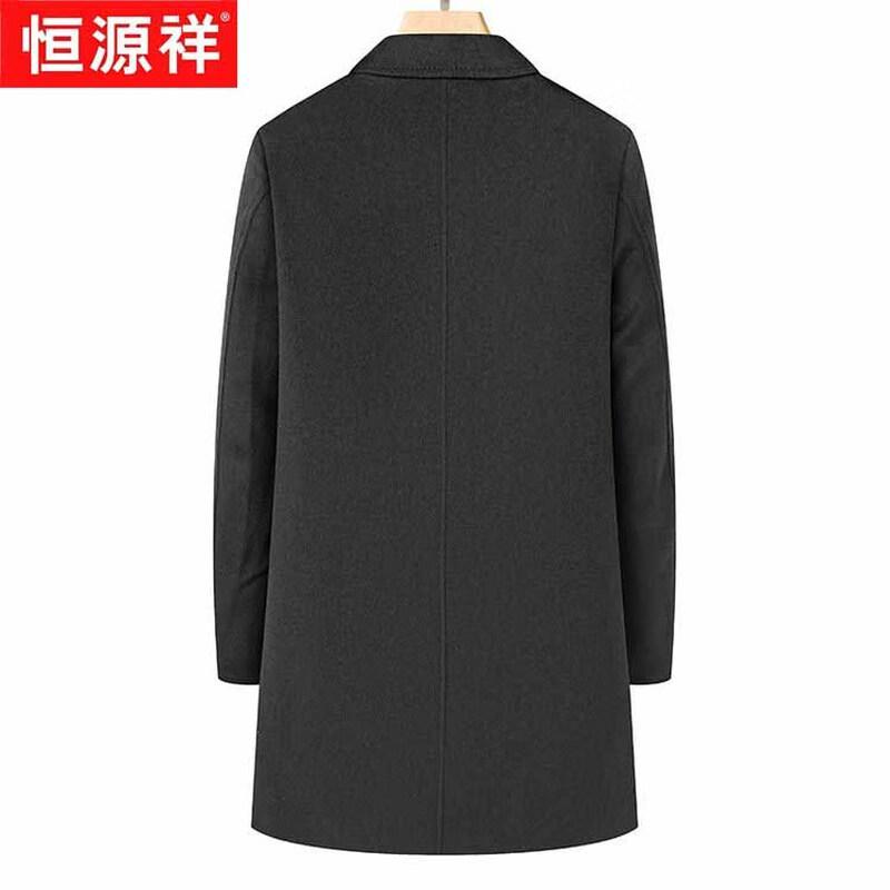 Hengyuanxiang Men's Mid-Length Detachable Down Liner Wool Blend Overcoat