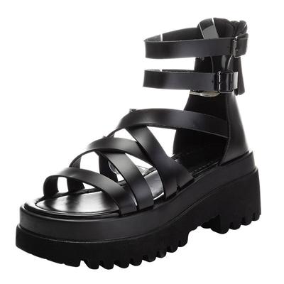 Fashion Genuine Leather Roman Sandals Women Summer Gladiator Shoes Woman High Top Sandals Platform Sandals Zipper Casual Beach Shoes