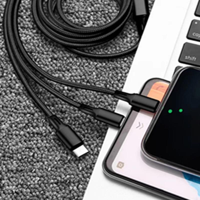 3 In 1 Usb Cable Micro Usb Type C Charger Cable Multi Usb Port Fast Charging Cord For Iphone 11 12 13 Pro Max Xiaomi Samsung