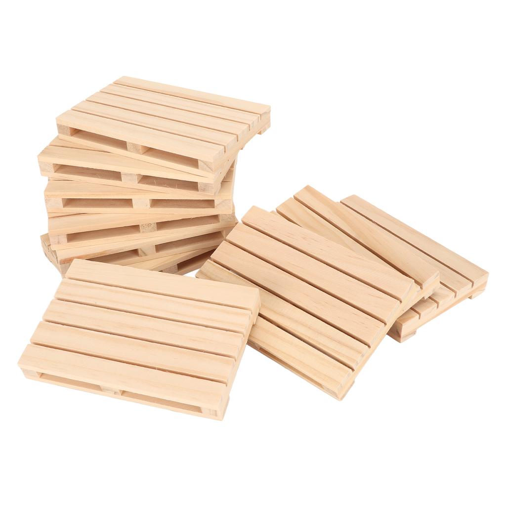 10pcs Rectangle Wooden Coasters DIY Hand Polished Skid Resistance Hollow Wooden Coaster for Coffee Table Office