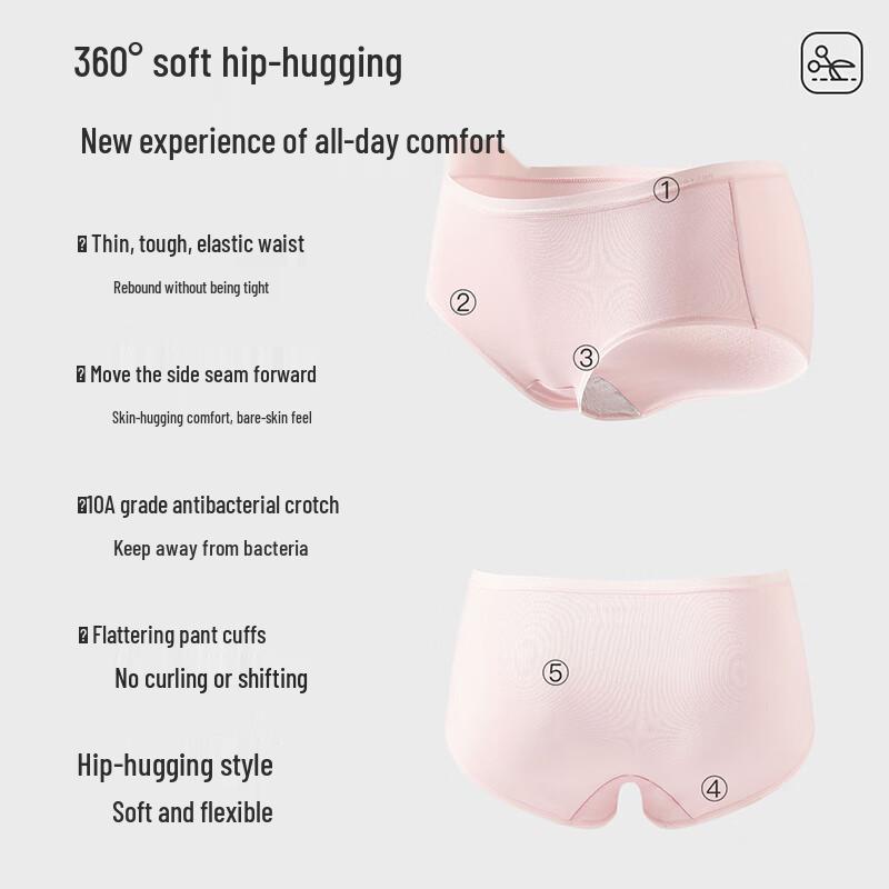 Fenteng Women's 10A Antibacterial Cotton Briefs 6-Pack