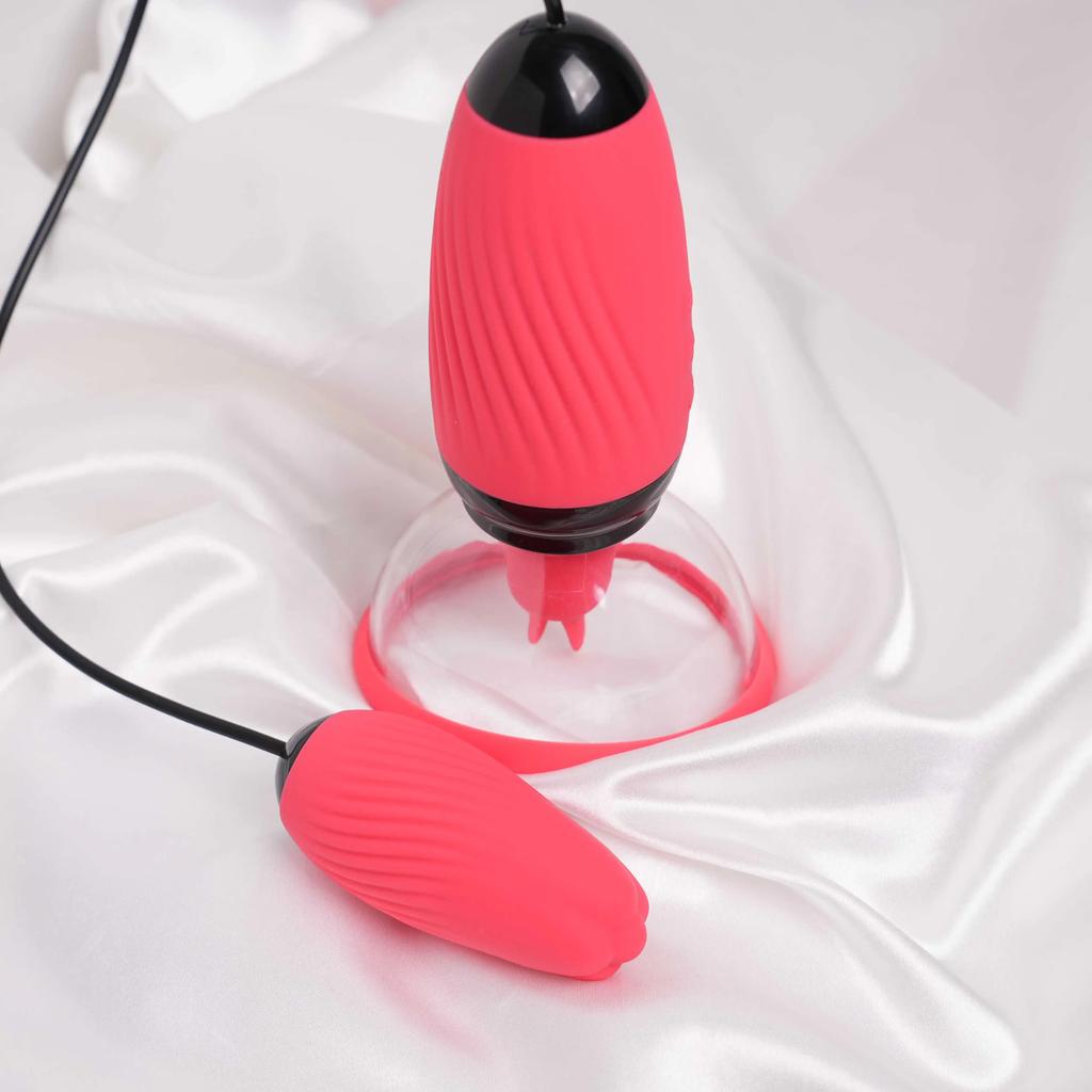 Sucking and Licking Tongue Clitoral Vibrator Nipple Clamp Licking Nipple Vagina G-spot Stimulator Messager SM Sex Toy for Women