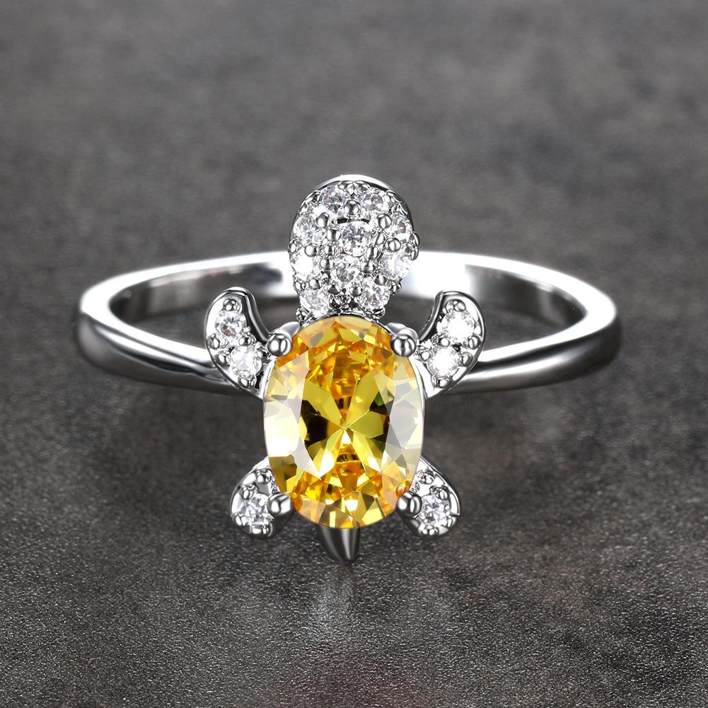 Hot Selling Fashionable White Diamond Turtle Ring Couples Simple Index Finger Ring Accessory