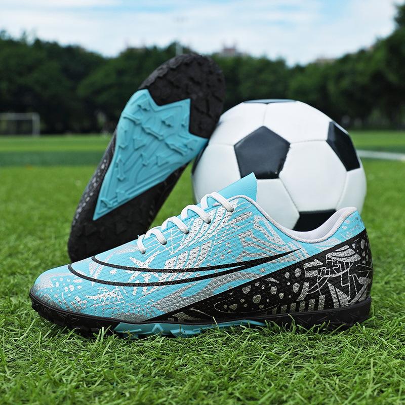 Football shoes men's and women's low-top blue and white porcelain broken nails Youth professional training sneakers Children's large-size sneakers