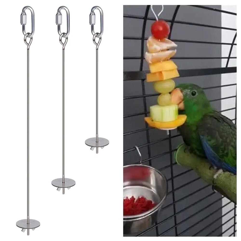 2Pcs Rust-proof Bird Cage Food Holder Stainless Steel Bird Foraging Toys Bird Feeder for Cage Birds