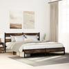 Metal Bed Frame Without Mattress Smoked Oak Finish 180 X 200 Cm