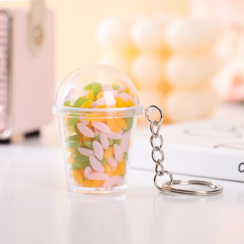 Influencer Shaker Cup Keychain: Toy Food Pendant for Students & Couples