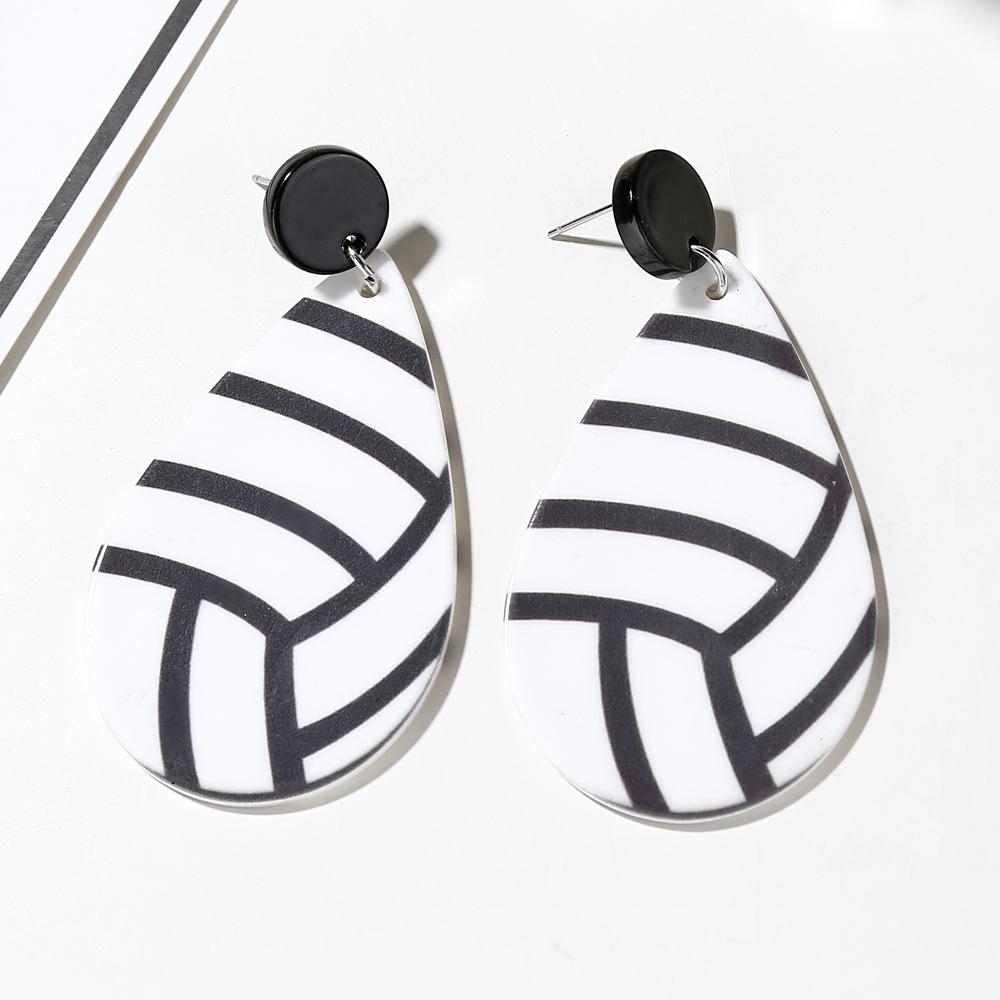 European and American Trendy New Acrylic Water Drop Earrings, Basketball and Football Earrings