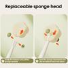 Cleaning Brush Soft Flower-shaped Sponge Head Long Handle Cup Brush Suction Base Bottles Water Cups Cleaning Scrubber