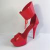 Summer Back Zipper Fish Mouth Lace Patent Leather Red Sexy High Heels 15cm Heel 5cm Platform YKC