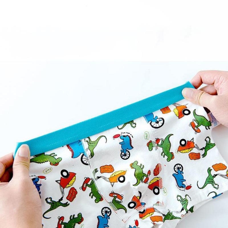 4 Pcs High Quality Children's Underwear for Kids Cartoon Cat Shorts Soft Cotton Underpants Boys Teenage Striped Panties 4-16T