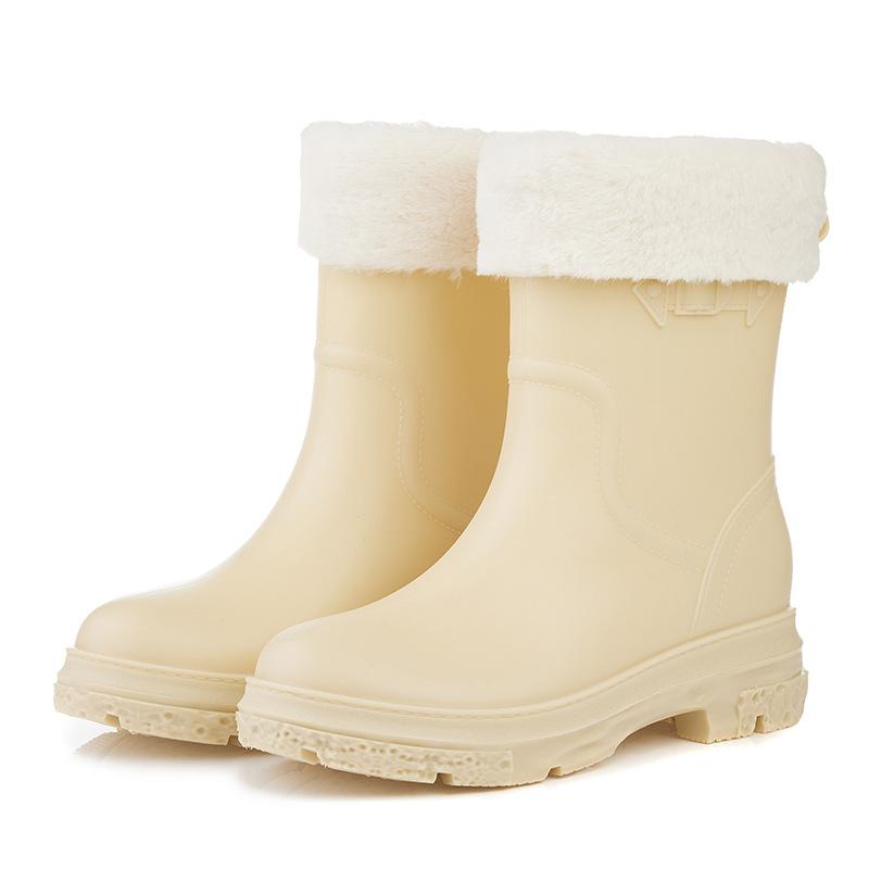Women's Mid-calf Rain Boots Outdoor Fashionable Non-slip And Comfortable Can Be Added With Cotton To Keep Warm In Autumn Winter