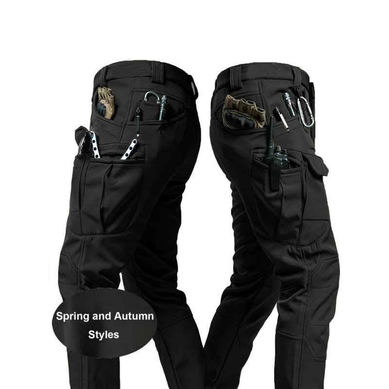 Men'S Tactical Cargo Pants - Spring & Autumn Regular Fit, Breathable Quick-Dry Fabric, Multiple Pockets with Adjustable Straps (Belt Not Included)