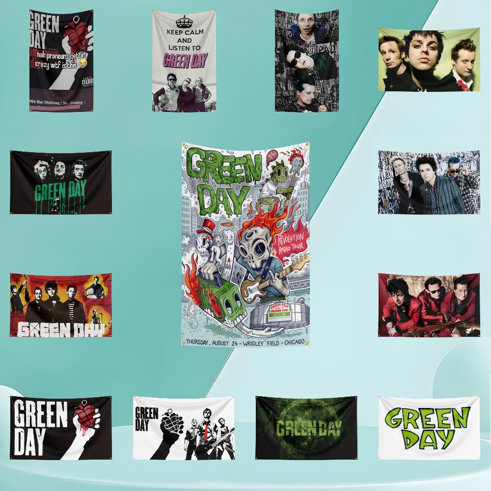 Ggreen Day Flag Rock Music Band Banner Hd Printing Tapestry Exhibition Music Band Fans Garage Decor