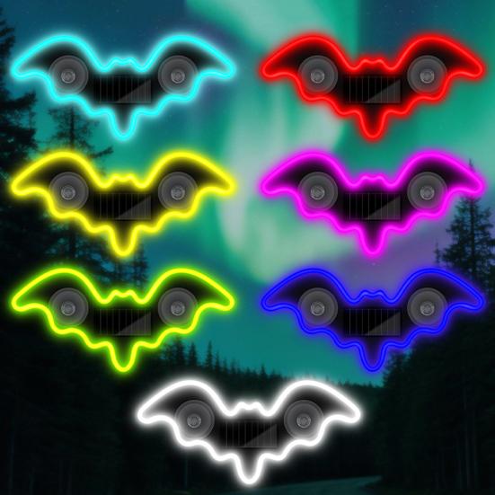 Solar Bat Shape LED Car Window Light Decorative Interior Atmosphere Lamp for Car Door Dashboard Triangle Window Unique Vehicle Accessory