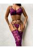 Leopard Patterned Purple Garter Set
